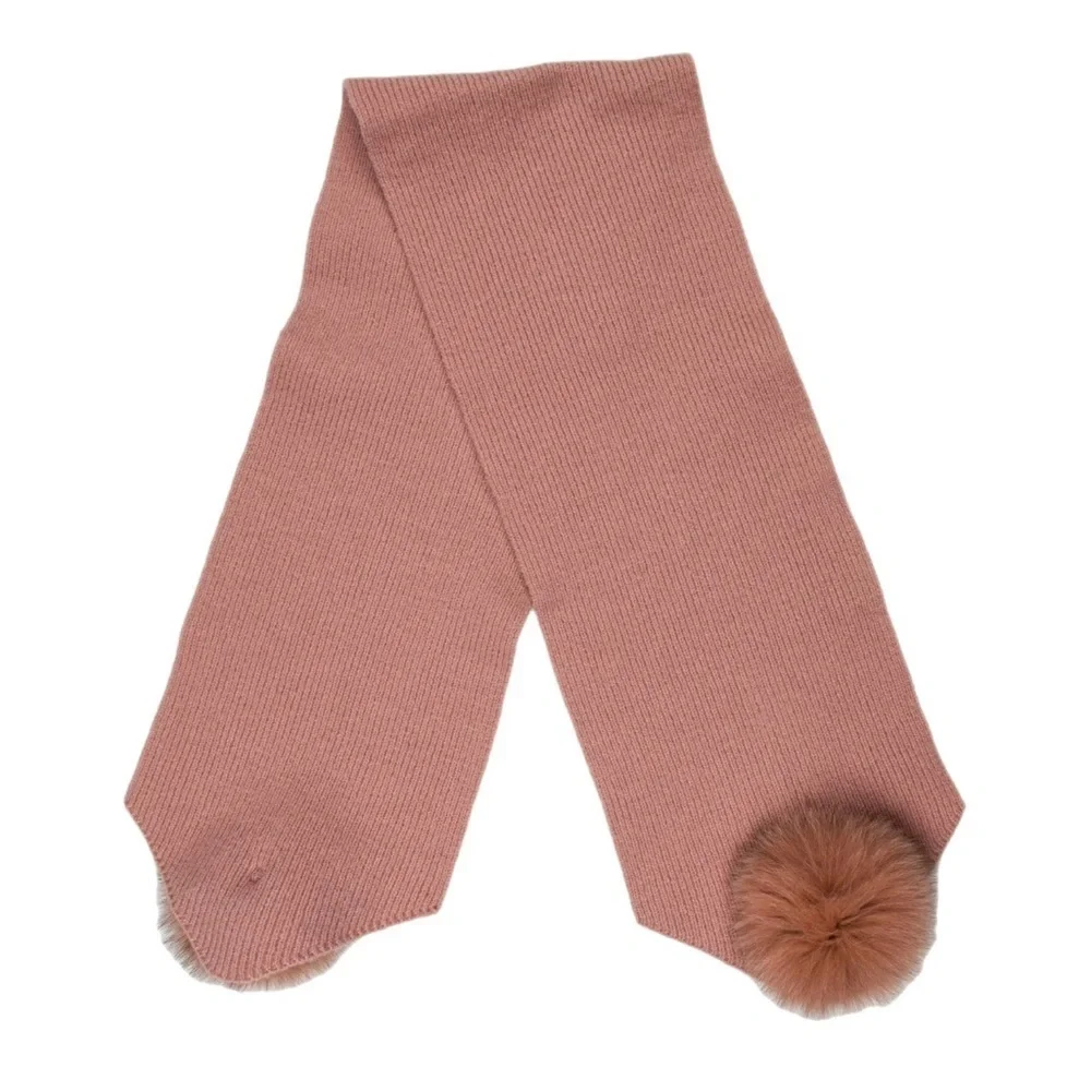 La Fiorentina Blush Pink Knit Pom Scarf Wrap OS